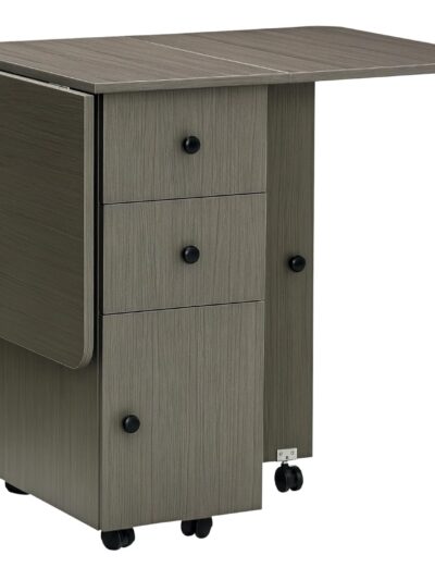 Homcom Folding Drop Leaf Grey Dining Table 60x120cm