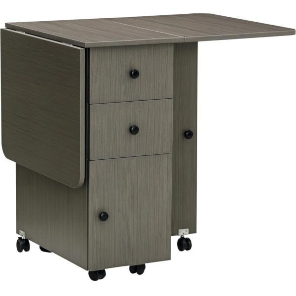 Homcom Folding Drop Leaf Grey Dining Table 60x120cm