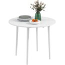 Homcom Folding Round Drop Leaf White Dining Table 89cm