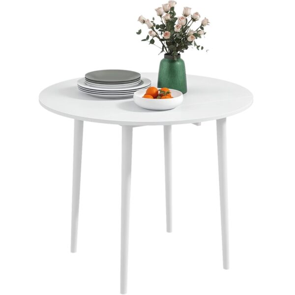 Homcom Folding Round Drop Leaf White Dining Table 89cm