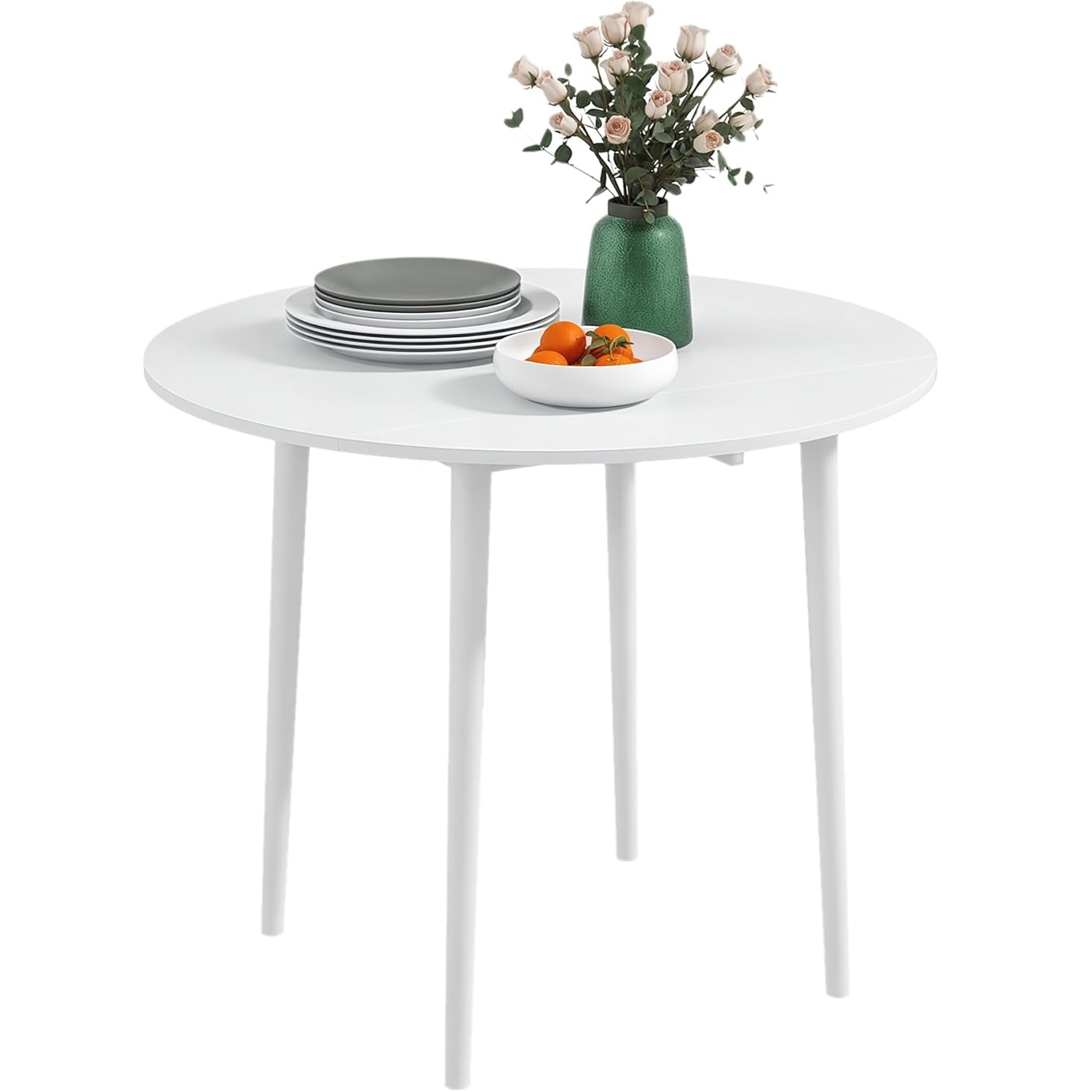 Homcom Folding Round Drop Leaf White Dining Table 89cm