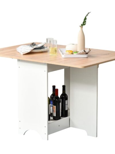 Homcom Drop-Leaf Oak Dining Table 80x118cm