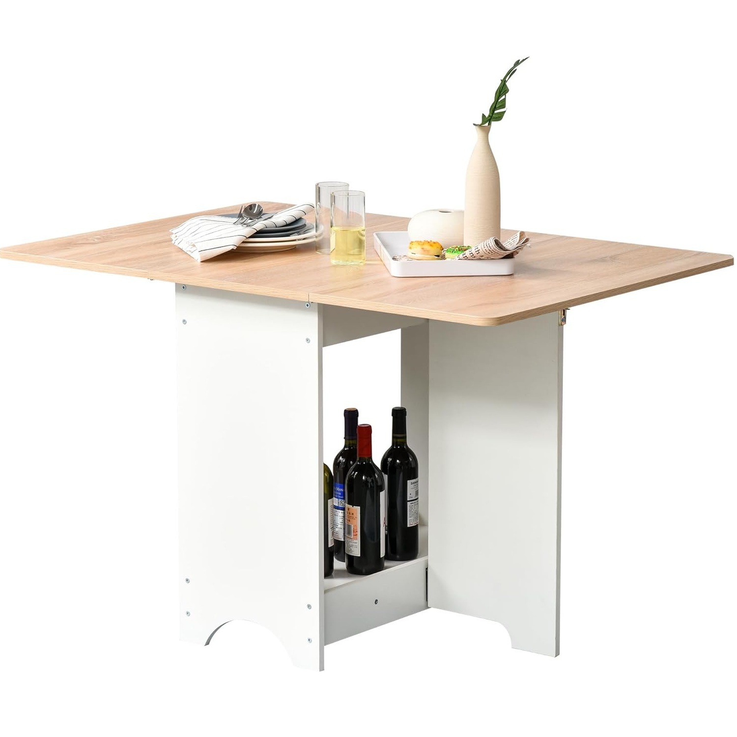 Homcom Drop-Leaf Oak Dining Table 80x118cm