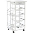 Homcom Rolling Kitchen Cart Trolley Table 37x47cm