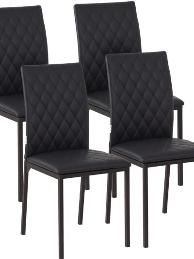 Homcom Modern Black Kitchen Chair 91cm 4pcs