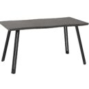 SECONIQUE Quebec Wave Edge Black Wood Grain Dining Table 80x140cm