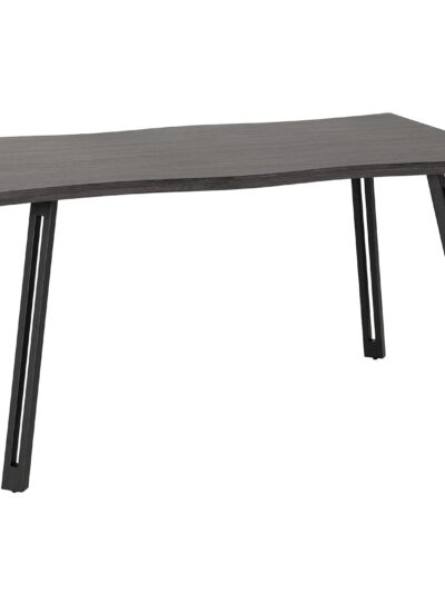 SECONIQUE Quebec Wave Edge Black Wood Grain Dining Table 80x140cm